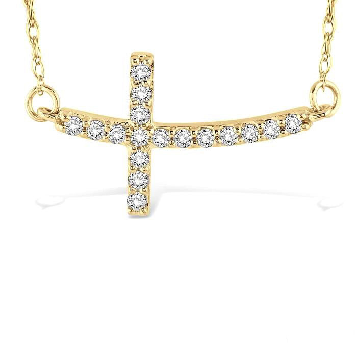 Sideway Cross Diamond Fashion Pendant