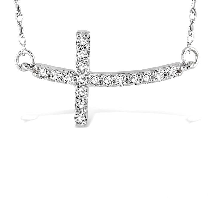 Zenith Aria Sideway Cross Diamond Fashion Pendant