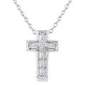 1/20 Ctw Baguette and Round Cut Diamond  Cross Shape Fashion Pendant With Chain in 10K White Gold