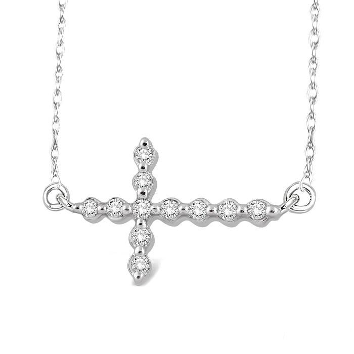 Finesse Bramble Sideway Cross Diamond Fashion Pendant