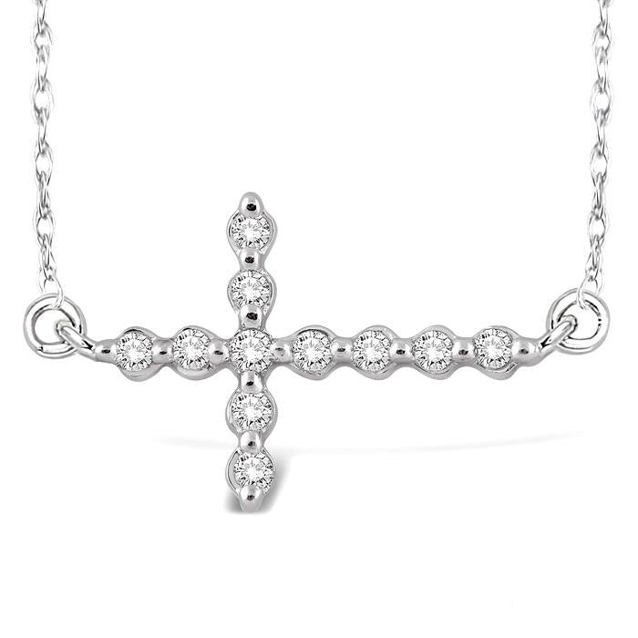 Finesse Bramble Sideway Cross Diamond Fashion Pendant
