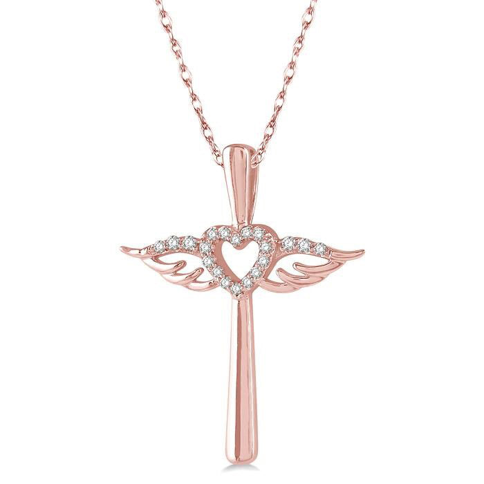 Brisa Zenith Angel Wings Heart Shape & Cross Diamond Fashion Pendant