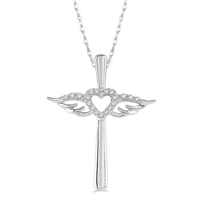 Beryl Orion Angel Wings Heart Shape & Cross Diamond Fashion Pendant