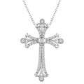 1/3 Ctw Cross Round Cut Diamond Fashion Pendant With Chain in 14K White Gold