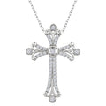 1/3 Ctw Cross Round Cut Diamond Fashion Pendant With Chain in 14K White Gold