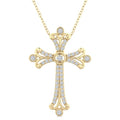 1/3 Ctw Cross Round Cut Diamond Fashion Pendant With Chain in 14K Yellow Gold