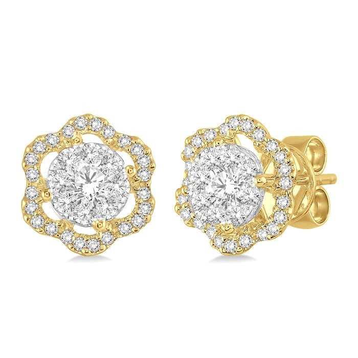 5/8 Ctw Round Cut Diamond Shine Bright Earrings in 14K Yellow and White Gold