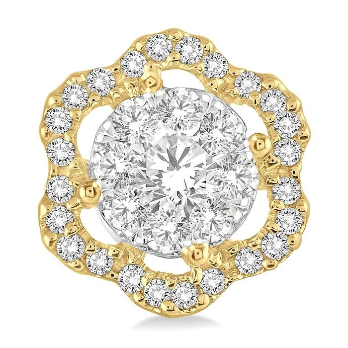 5/8 Ctw Round Cut Diamond Shine Bright Earrings in 14K Yellow and White Gold