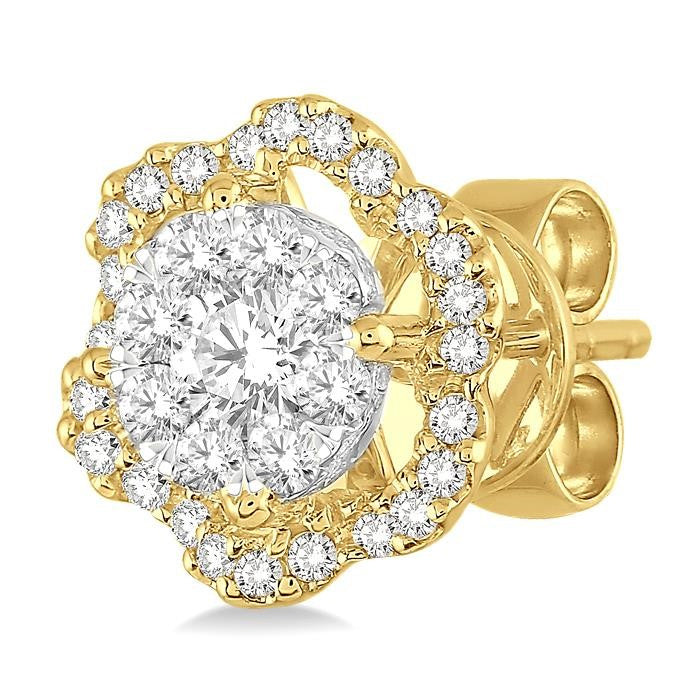 5/8 Ctw Round Cut Diamond Shine Bright Earrings in 14K Yellow and White Gold