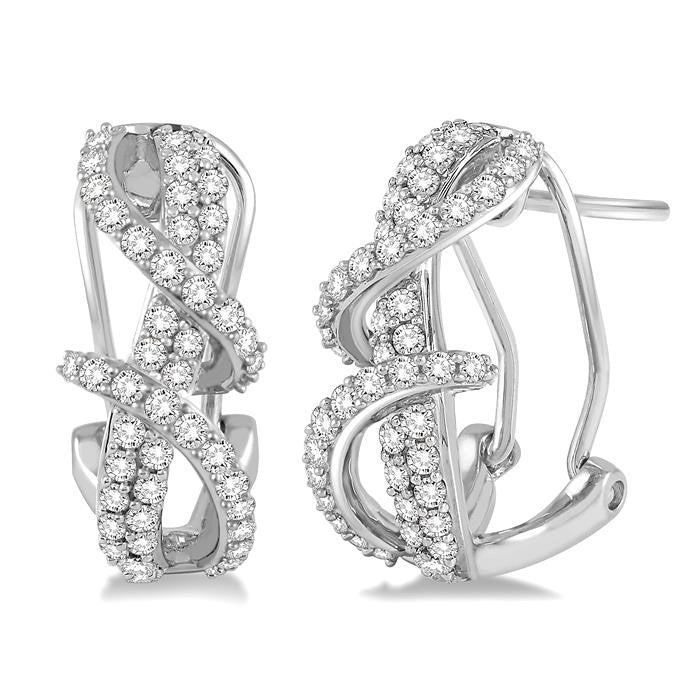 7/8 Ctw Round Cut Diamond Earrings in 14K White Gold