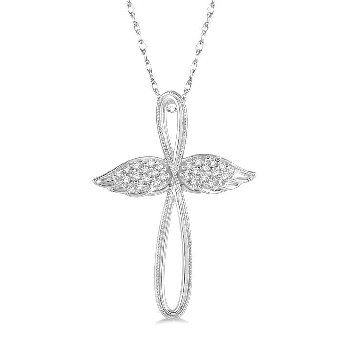 River Freya Angel Wings Cross Diamond Fashion Pendant