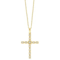 1/5 Ctw Baguette and Round Cut Diamond Cross Pendant With Chain in 10K Yellow Gold