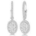 1 Ctw Oval Shape Diamond Shine Bright Earrings in 14K White Gold