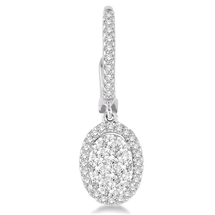 1 Ctw Oval Shape Diamond Shine Bright Earrings in 14K White Gold