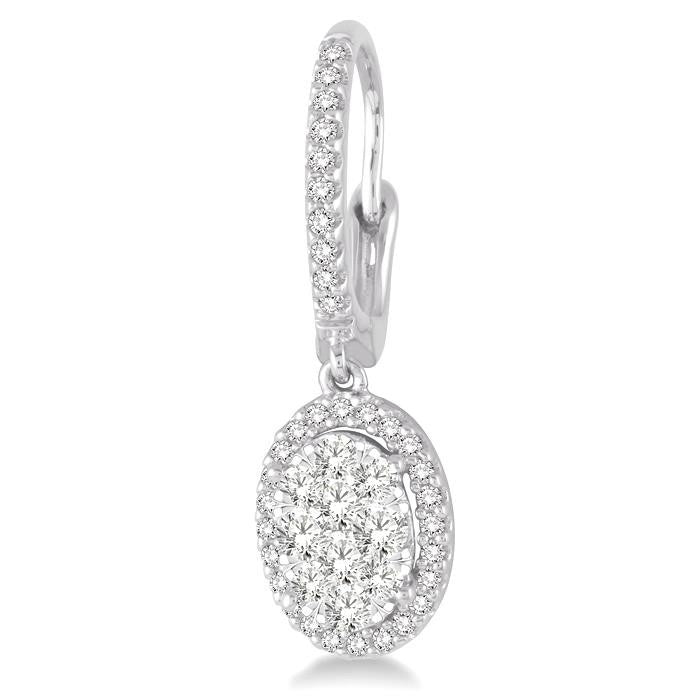 1 Ctw Oval Shape Diamond Shine Bright Earrings in 14K White Gold