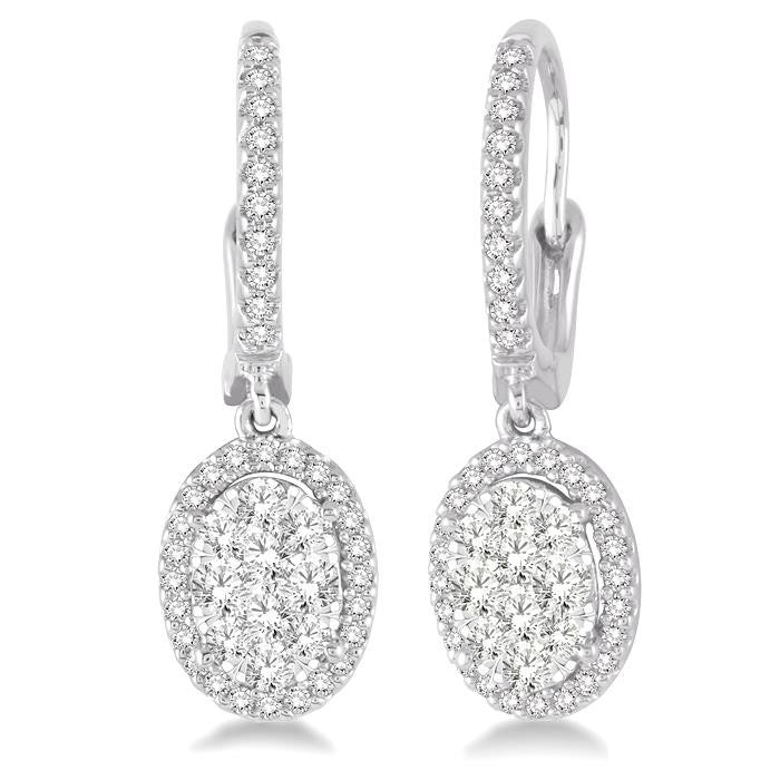 3/4 Ctw Oval Shape Diamond Shine Bright Earrings in 14K White Gold