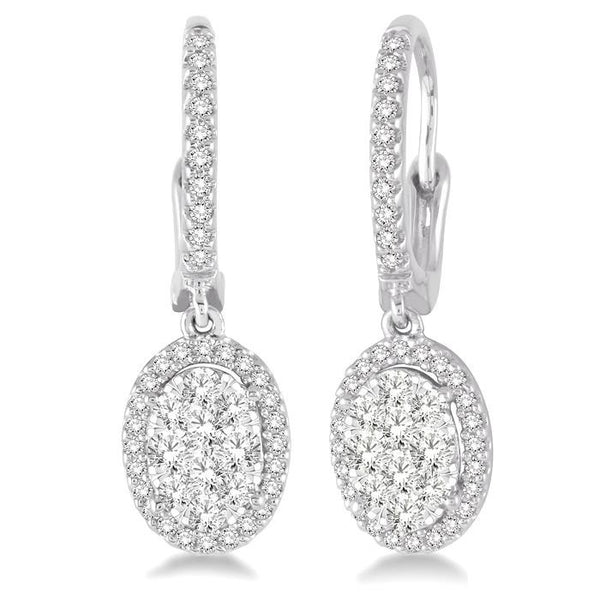 3/4 Ctw Oval Shape Diamond Shine Bright Earrings in 14K White Gold