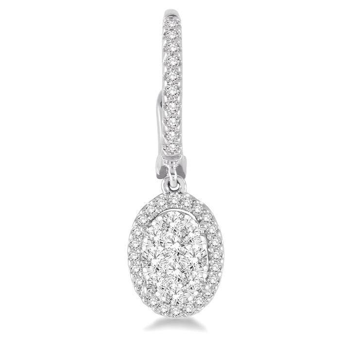 3/4 Ctw Oval Shape Diamond Shine Bright Earrings in 14K White Gold