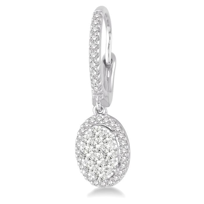 3/4 Ctw Oval Shape Diamond Shine Bright Earrings in 14K White Gold