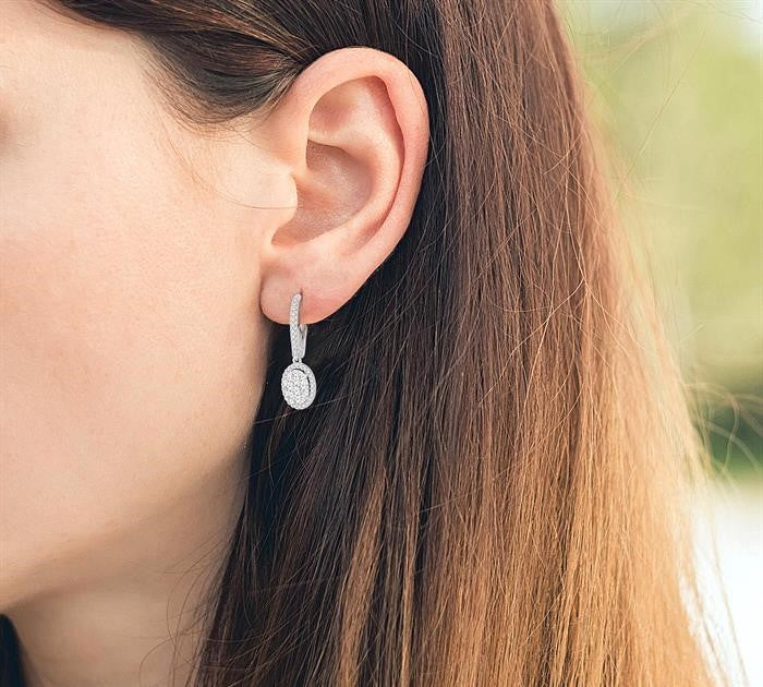 3/4 Ctw Oval Shape Diamond Shine Bright Earrings in 14K White Gold
