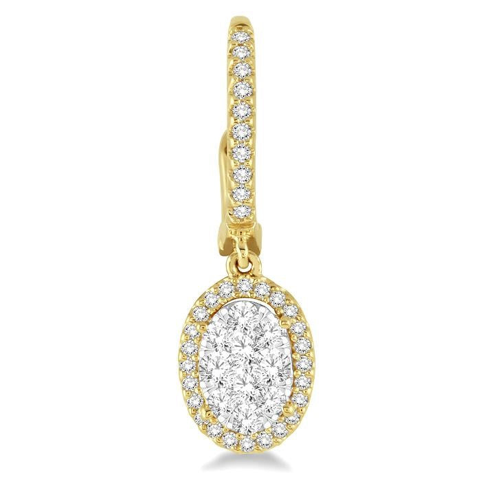 3/4 Ctw Oval Shape Diamond Shine Bright Earrings in 14K Yellow and White Gold