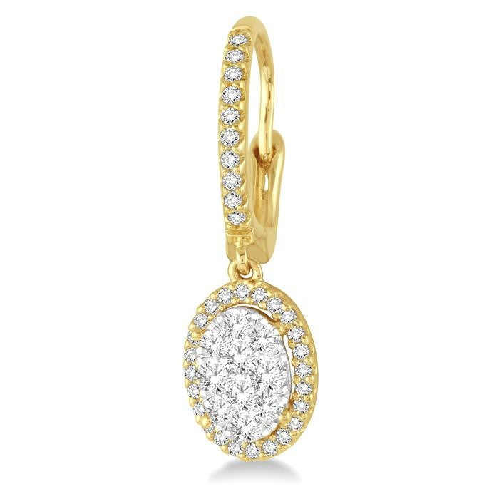 3/4 Ctw Oval Shape Diamond Shine Bright Earrings in 14K Yellow and White Gold