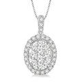 3/4 Ctw Oval Shape Diamond Shine Bright Pendant in 14K White Gold with Chain