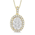 3/4 Ctw Oval Shape Diamond Shine Bright Pendant in 14K Yellow and White Gold with Chain