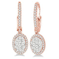 5/8 Ctw Oval Shape Diamond Shine Bright Earrings in 14K Rose and White Gold