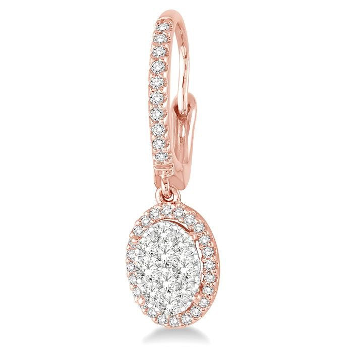 5/8 Ctw Oval Shape Diamond Shine Bright Earrings in 14K Rose and White Gold