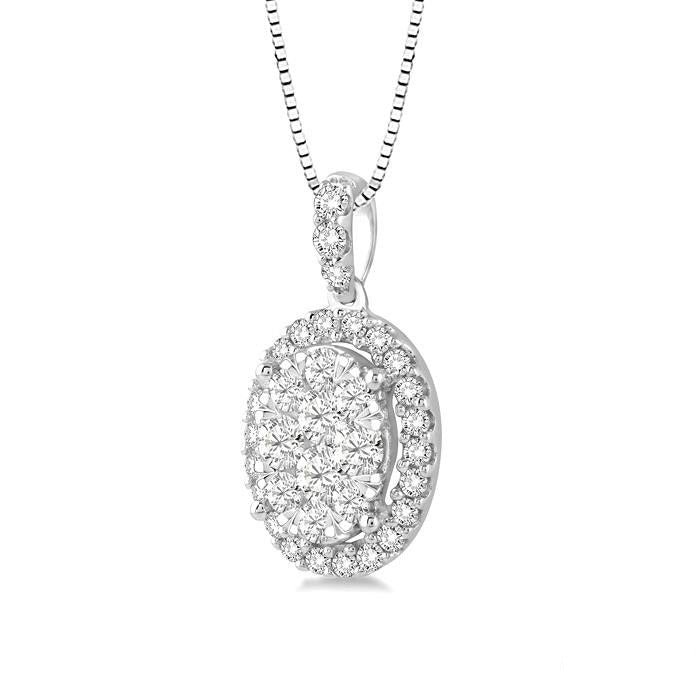 Tansy Juno Oval Shape Halo Shine Bright Essential Diamond Pendant