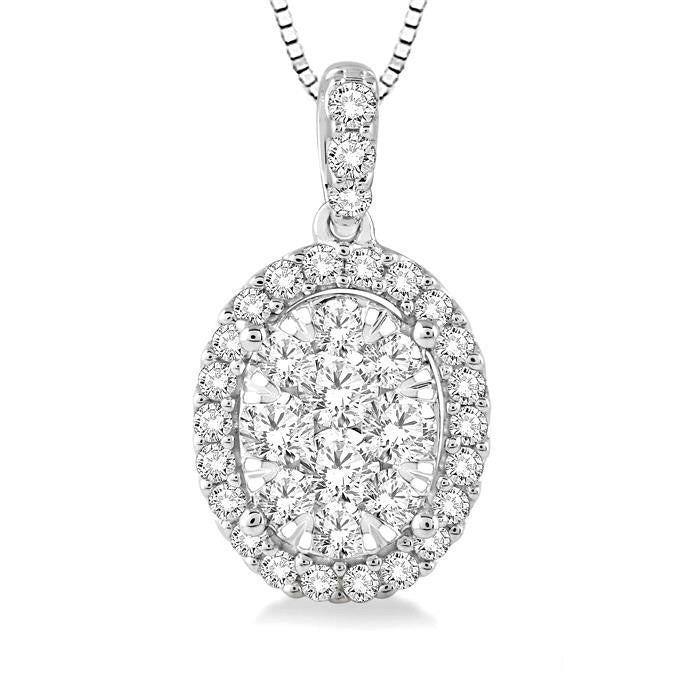Tansy Juno Oval Shape Halo Shine Bright Essential Diamond Pendant