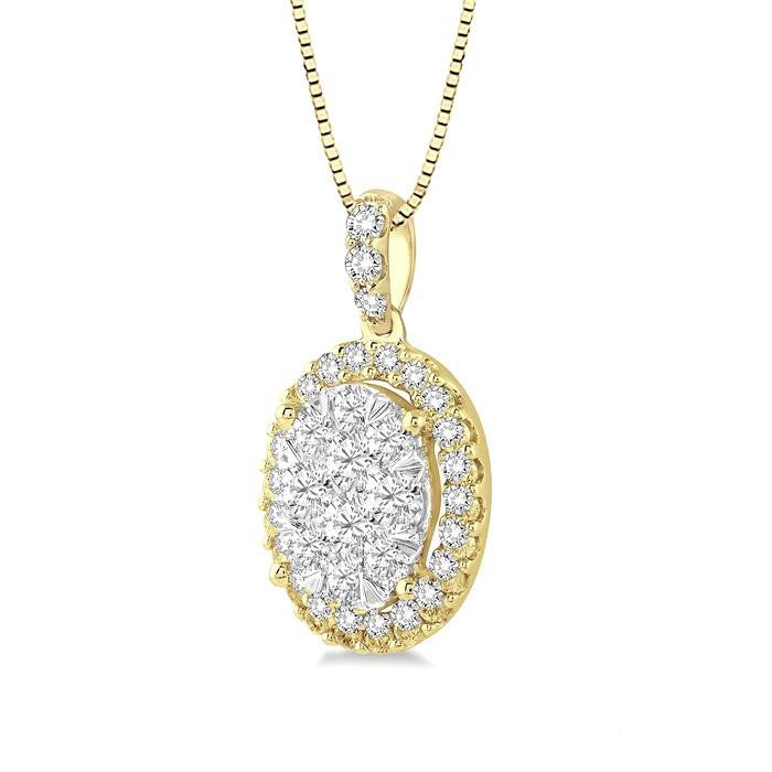 Aster Chantilly Oval Shape Halo Shine Bright Essential Diamond Pendant