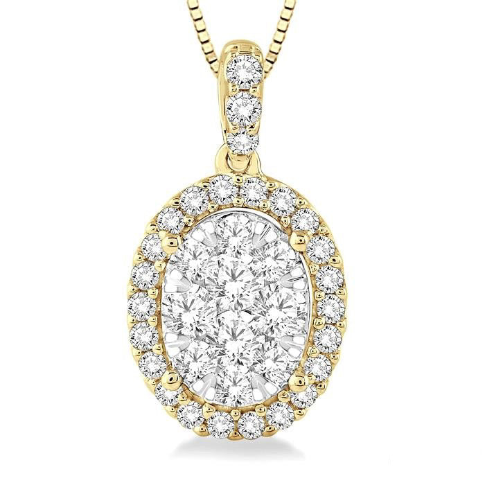 Aster Chantilly Oval Shape Halo Shine Bright Essential Diamond Pendant