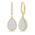 1 1/2 Ctw Pear Shape Diamond Shine Bright Earrings in 14K Yellow and White Gold