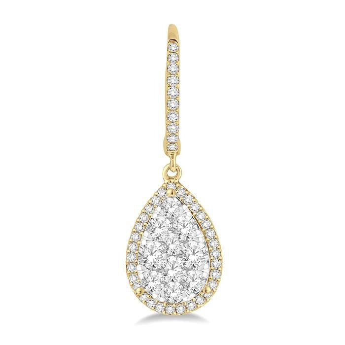 1 1/2 Ctw Pear Shape Diamond Shine Bright Earrings in 14K Yellow and White Gold