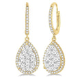 2 Ctw Pear Shape Diamond Shine Bright Earrings in 14K Yellow and White Gold