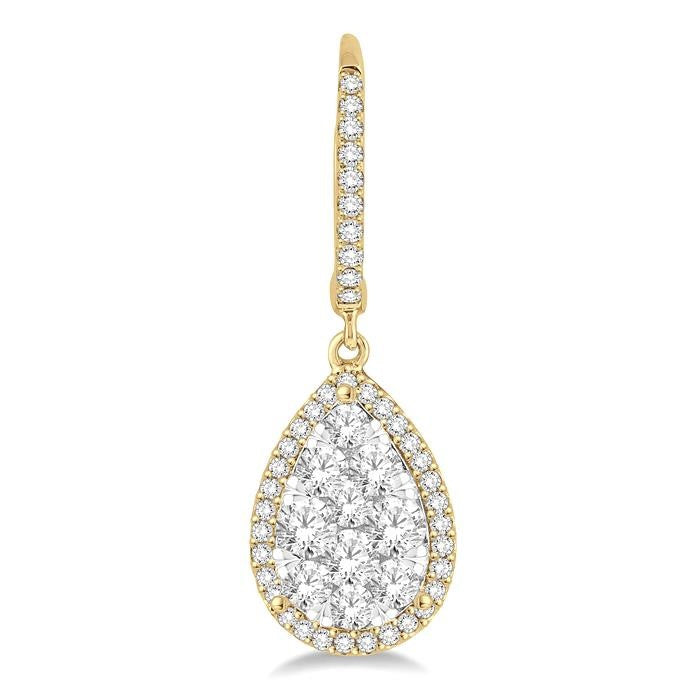 2 Ctw Pear Shape Diamond Shine Bright Earrings in 14K Yellow and White Gold