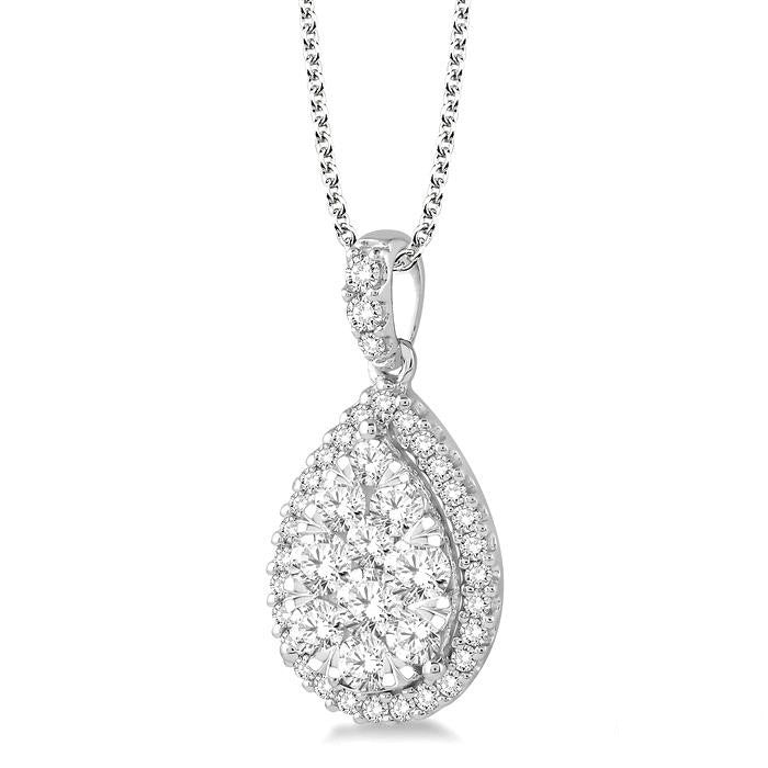 Xanthe Bellona Pear Shape Halo Shine Bright Essential Diamond Pendant