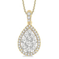 2 Ctw Pear Shape Diamond Shine Bright Pendant in 14K Yellow and White Gold with Chain