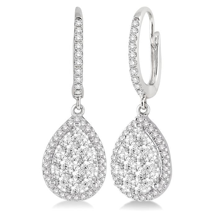 1 Ctw Pear Shape Diamond Shine Bright Earrings in 14K White Gold