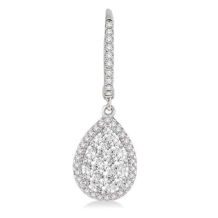 1 Ctw Pear Shape Diamond Shine Bright Earrings in 14K White Gold