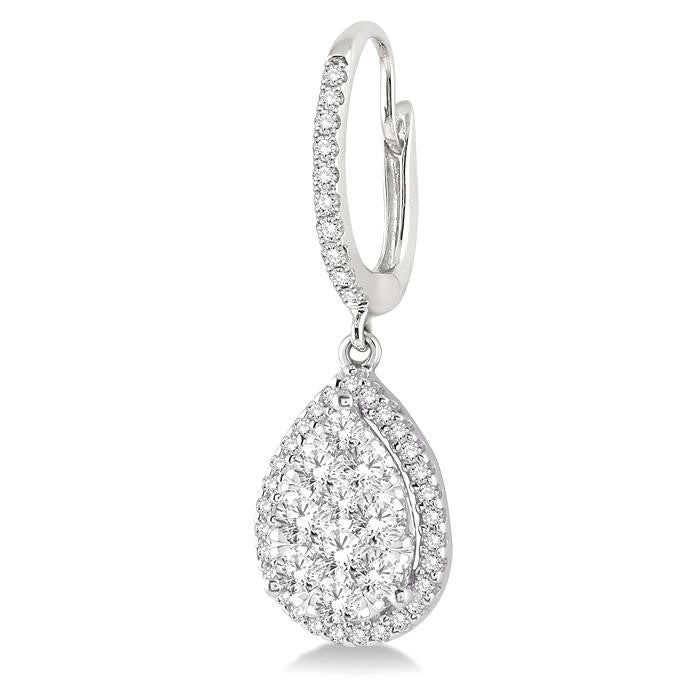 1 Ctw Pear Shape Diamond Shine Bright Earrings in 14K White Gold