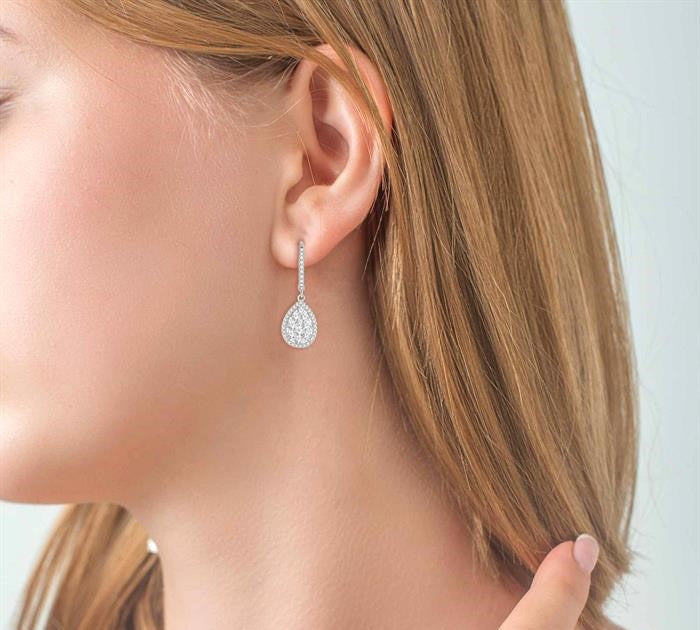 1 Ctw Pear Shape Diamond Shine Bright Earrings in 14K White Gold