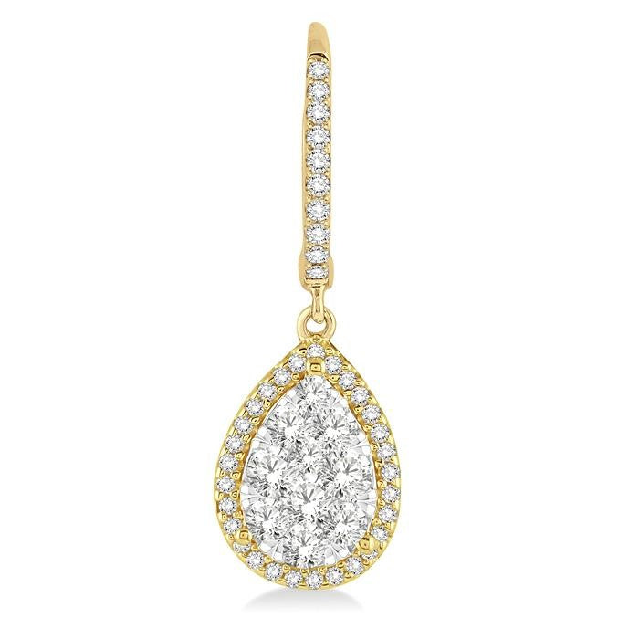 1 Ctw Pear Shape Diamond Shine Bright Earrings in 14K Yellow and White Gold