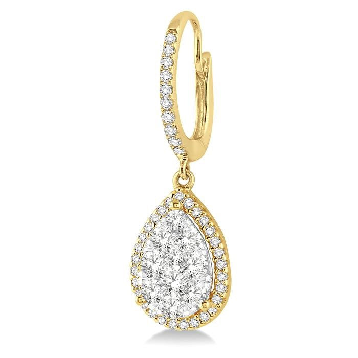 1 Ctw Pear Shape Diamond Shine Bright Earrings in 14K Yellow and White Gold