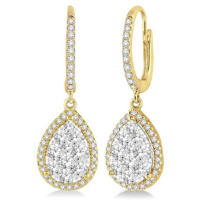 Pear Shape Halo Shine Bright Essential Diamond Earrings