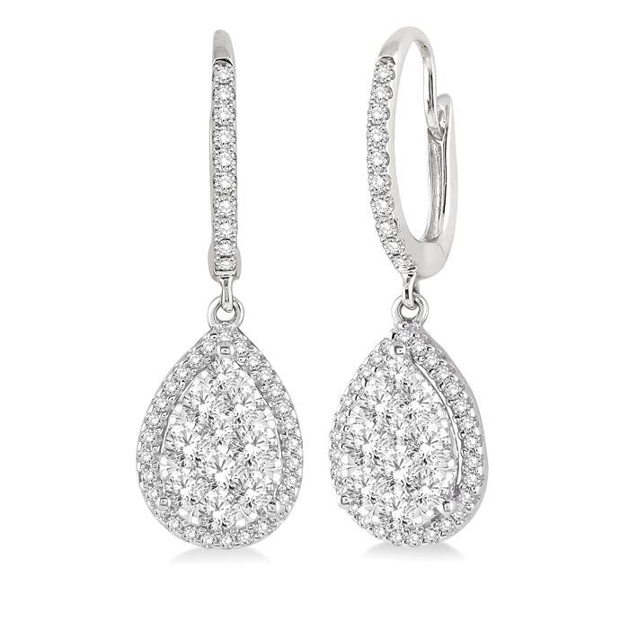 ZenMirIon 14K White Gold Diamond Halo Earrings