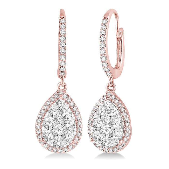 3/4 Ctw Pear Shape Diamond Shine Bright Earrings in 14K Rose and White Gold