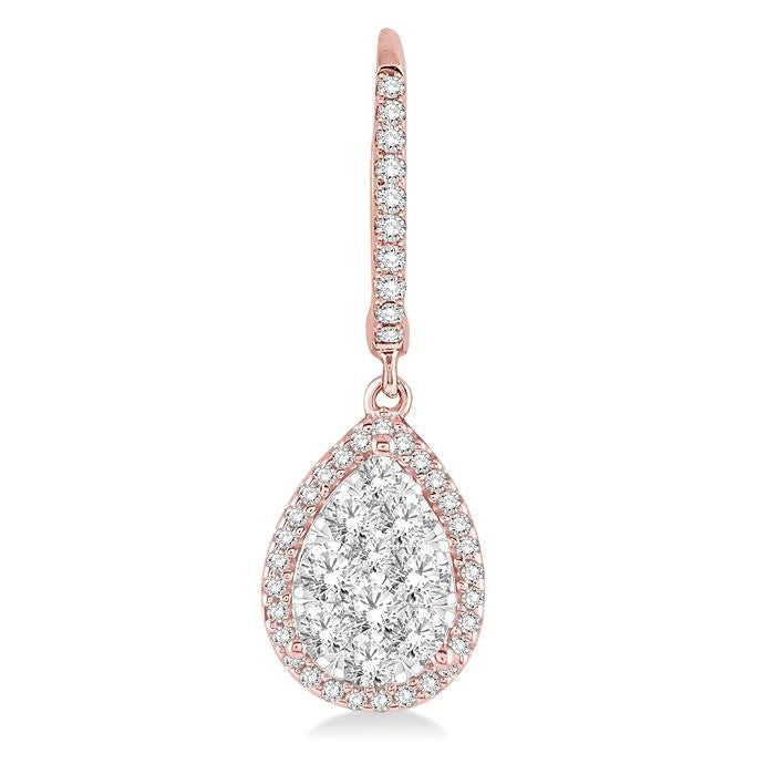 3/4 Ctw Pear Shape Diamond Shine Bright Earrings in 14K Rose and White Gold